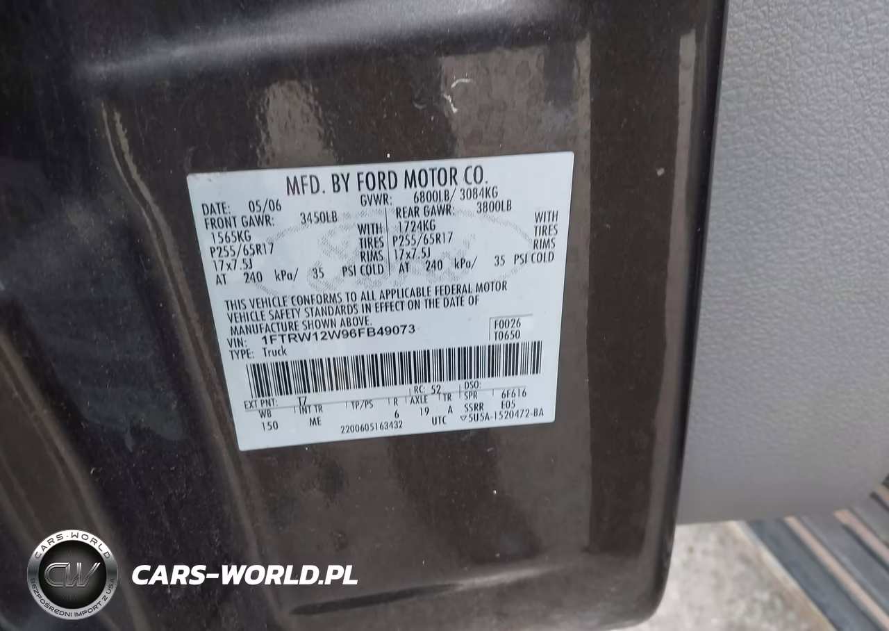 2006 Ford F-150 Xlt VIN:1FTRW12W96FB49073 - 9