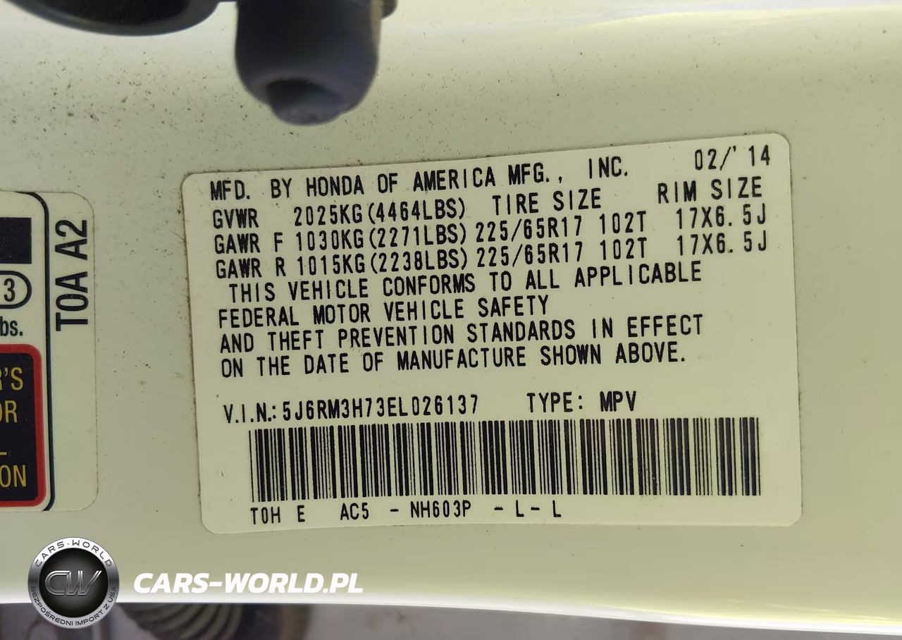 2014 Honda Cr-V Ex-L VIN:5J6RM3H73EL026137 - 9