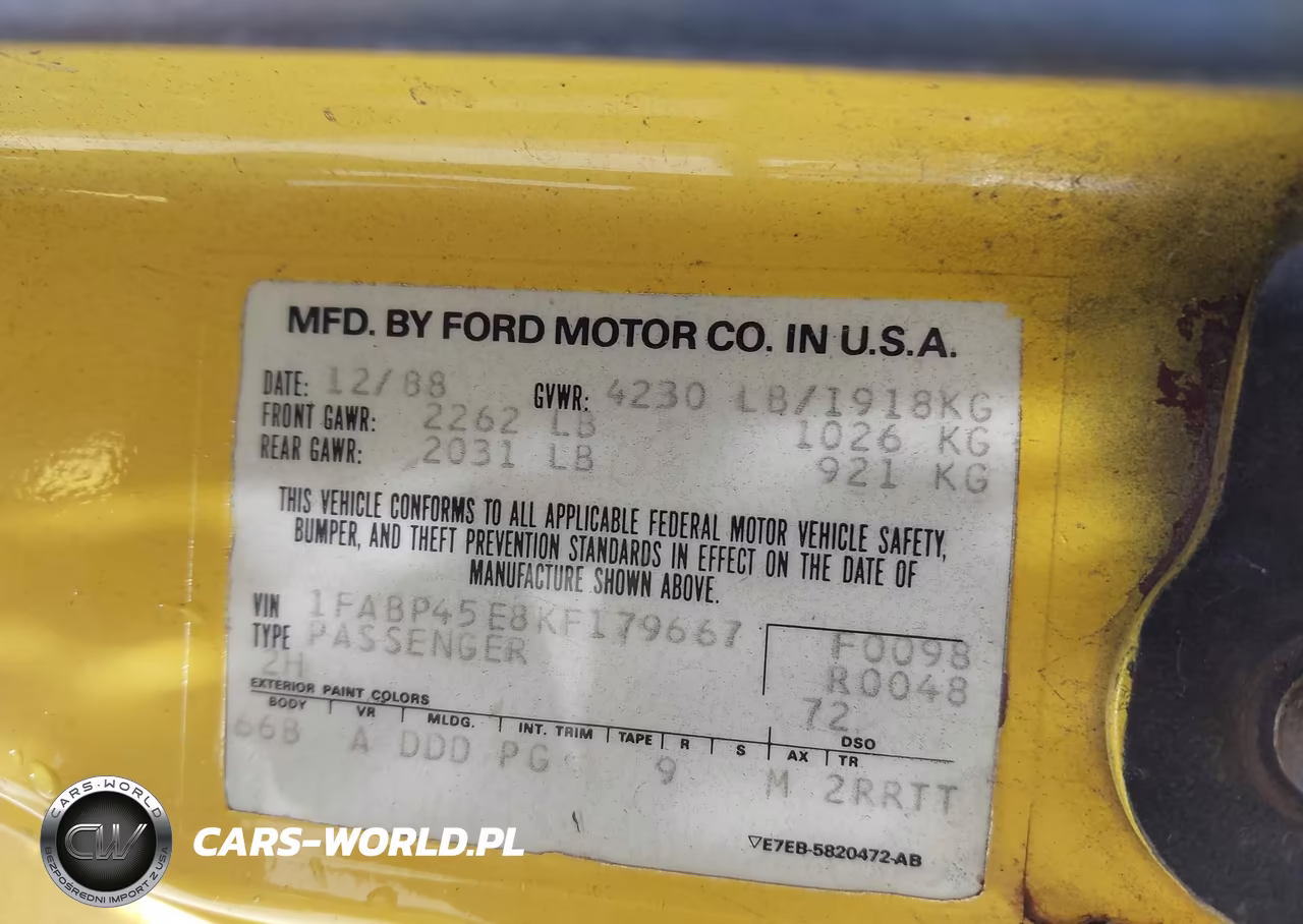 1989 Ford Mustang Gt-Cobra Gt VIN:1FABP45E8KF179667 - 9