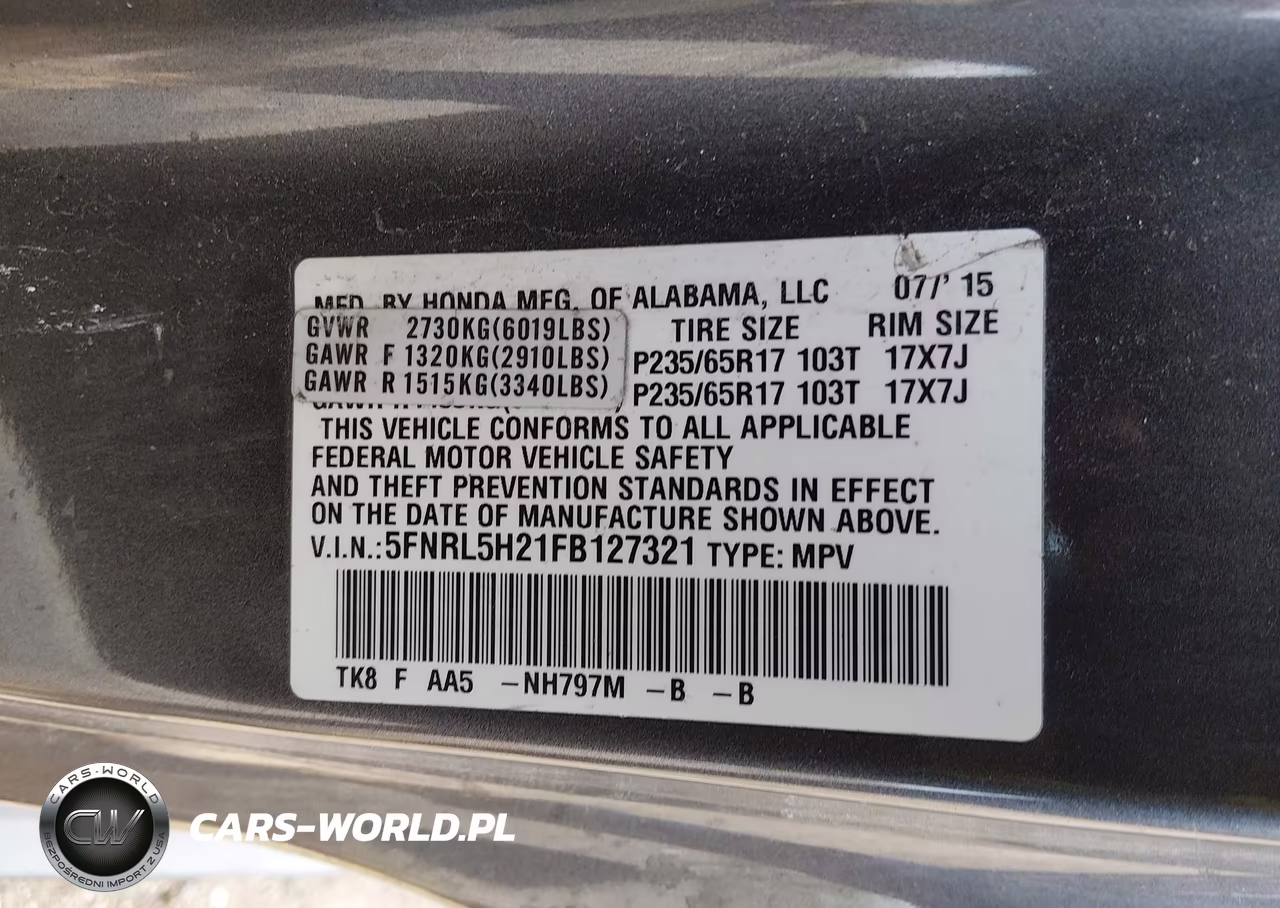 2015 Honda Odyssey Lx VIN:5FNRL5H21FB127321 - 9