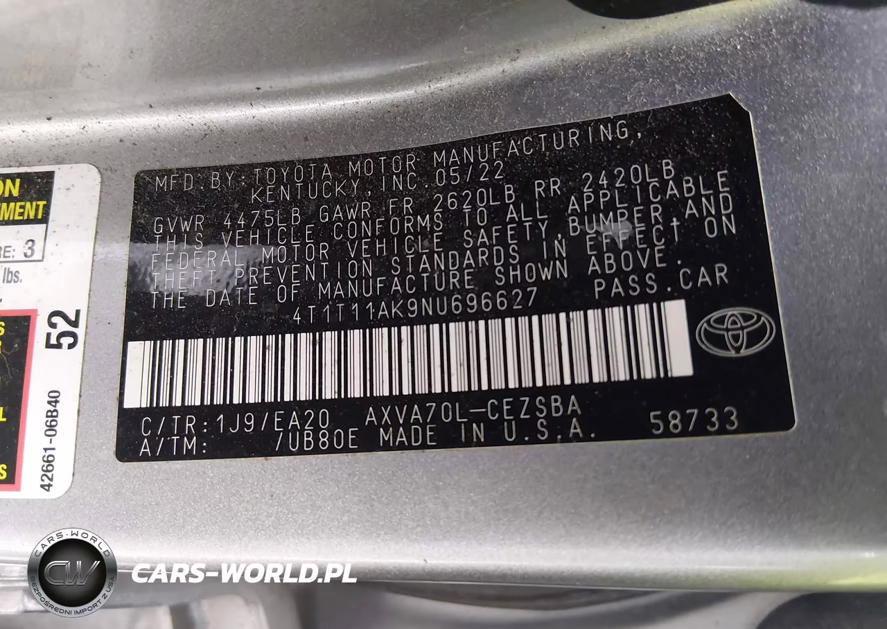 2022 Toyota Camry Se VIN:4T1T11AK9NU696627 - 9