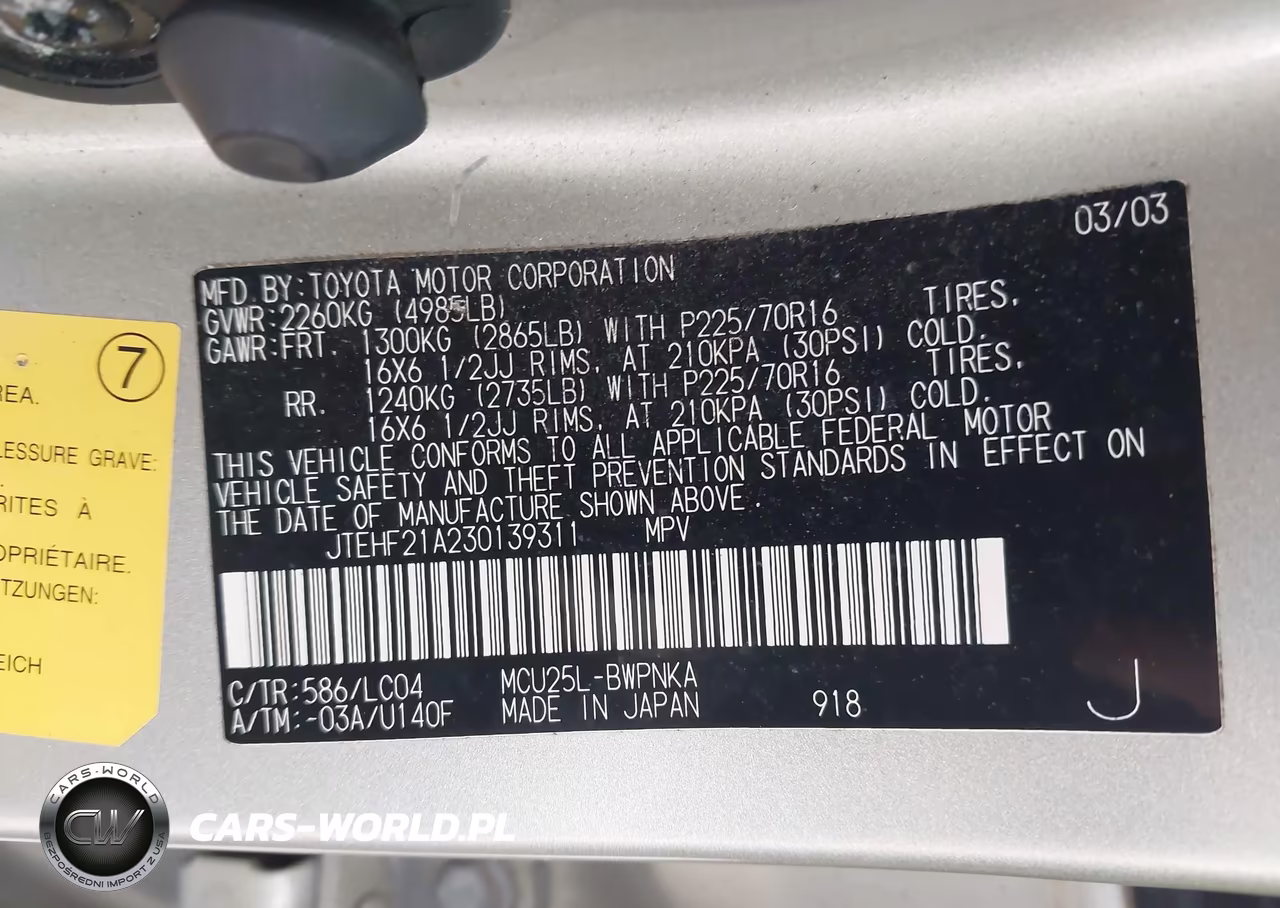 2003 Toyota Highlander Limited V6 VIN:JTEHF21A230139311 - 9