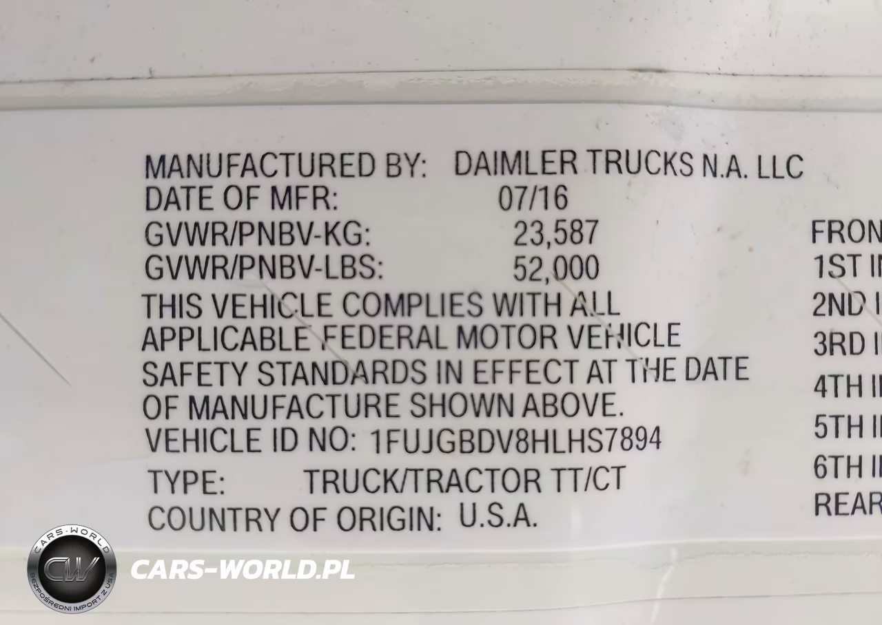 2017 Freightliner Cascadia 113 VIN:1FUJGBDV8HLHS7894 - 8
