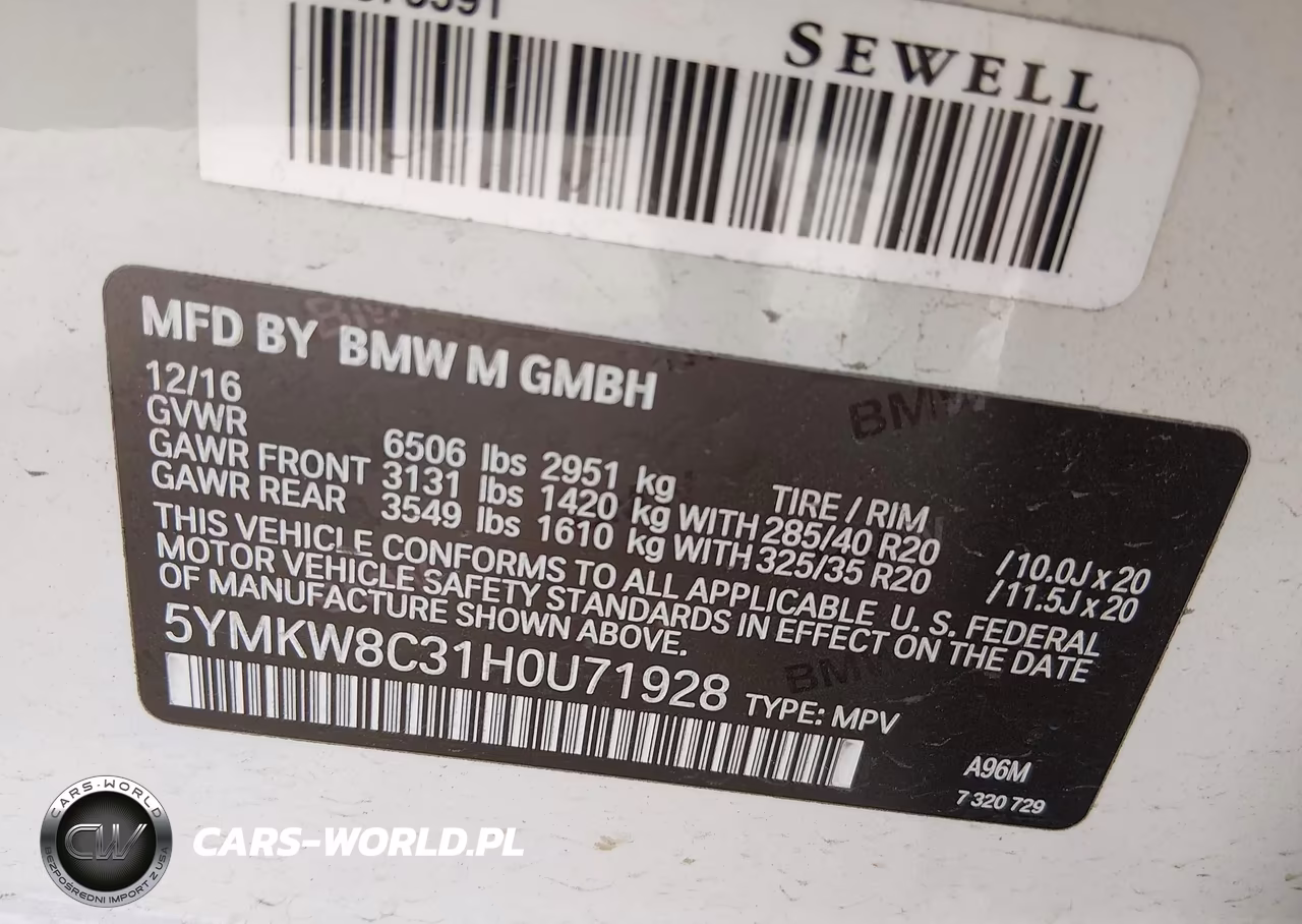 2017 BMW X6 M VIN:5YMKW8C31H0U71928 - 9