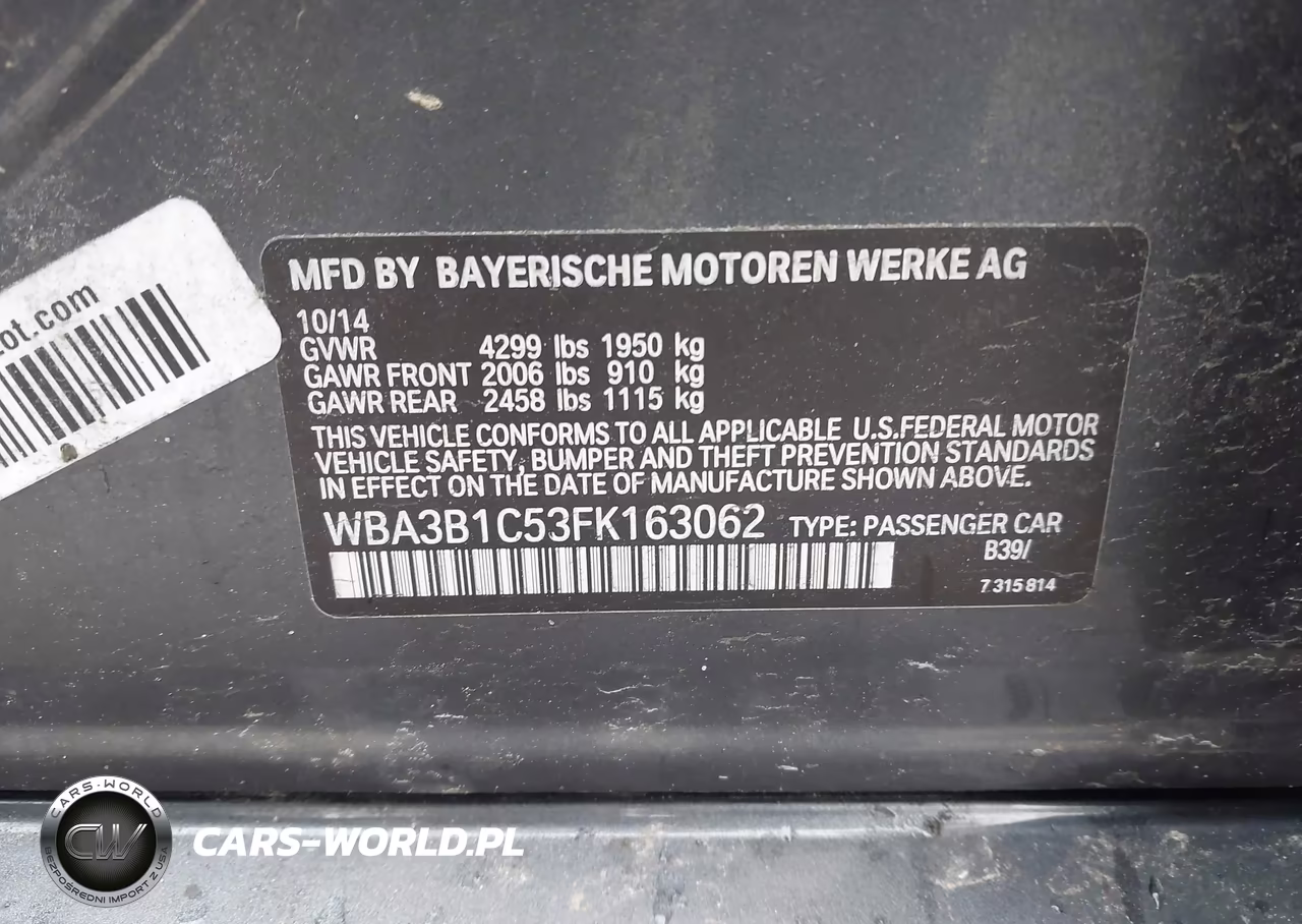 2015 BMW 320I VIN:WBA3B1C53FK163062 - 9