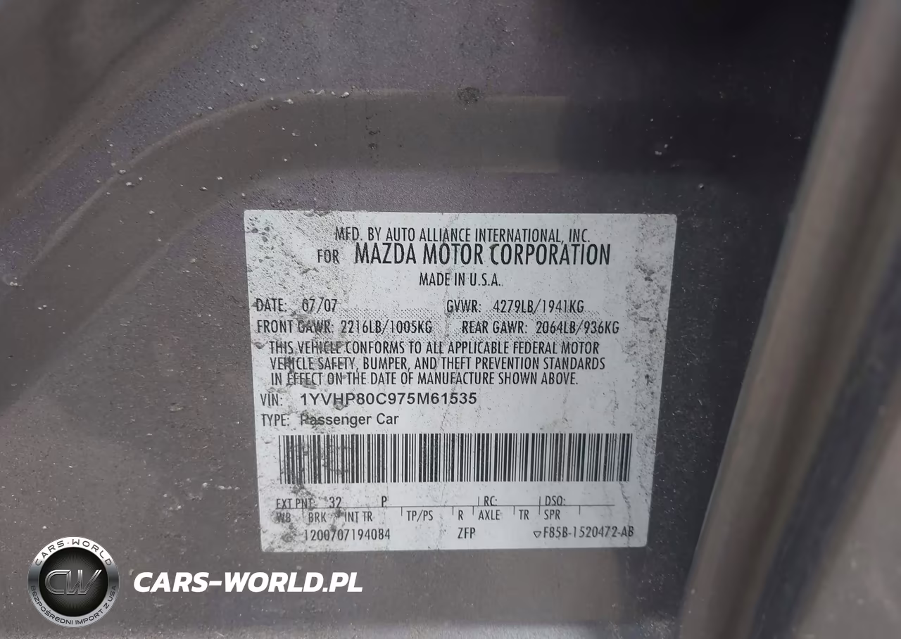 2007 Mazda Mazda6 I Sport Ve VIN:1YVHP80C975M61535 - 9