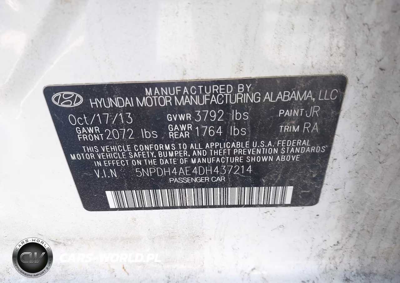 2013 Hyundai Elantra Gls VIN:5NPDH4AE4DH437214 - 9
