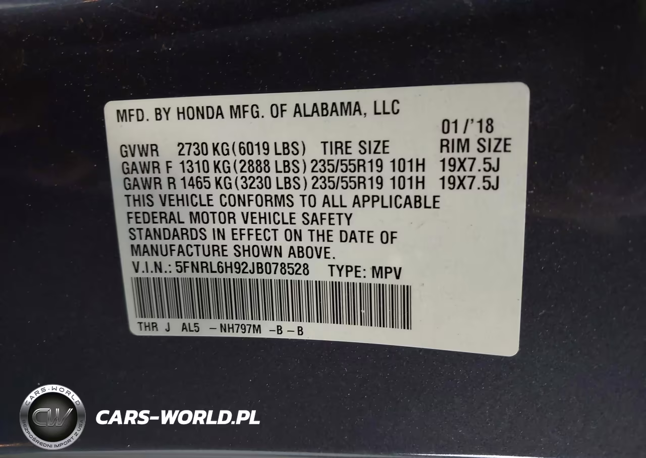 2018 Honda Odyssey Elite VIN:5FNRL6H92JB078528 - 9