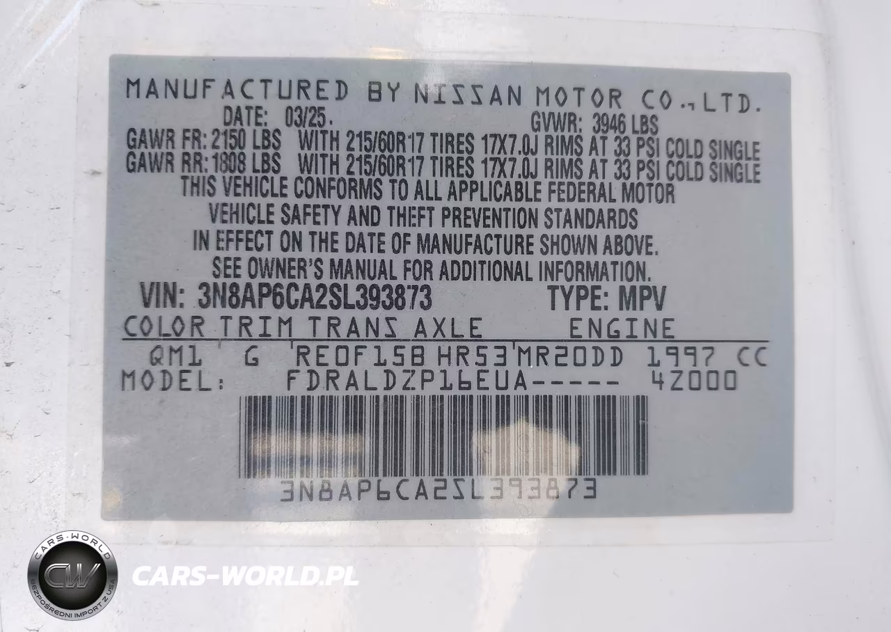 2025 Nissan Kicks Sv Fwd VIN:3N8AP6CA2SL393873 - 9
