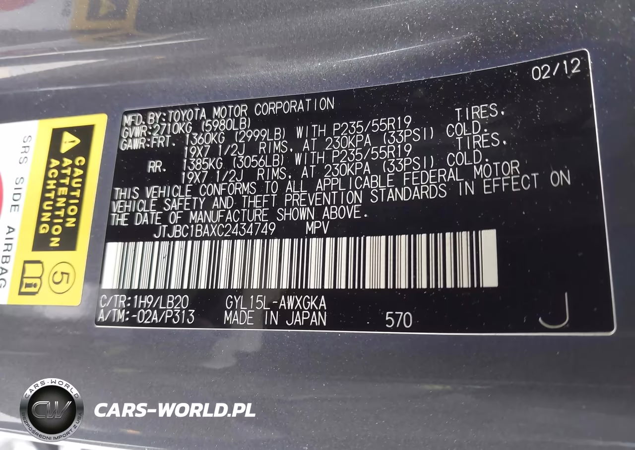 2012 Lexus Rx 450H VIN:JTJBC1BAXC2434749 - 9