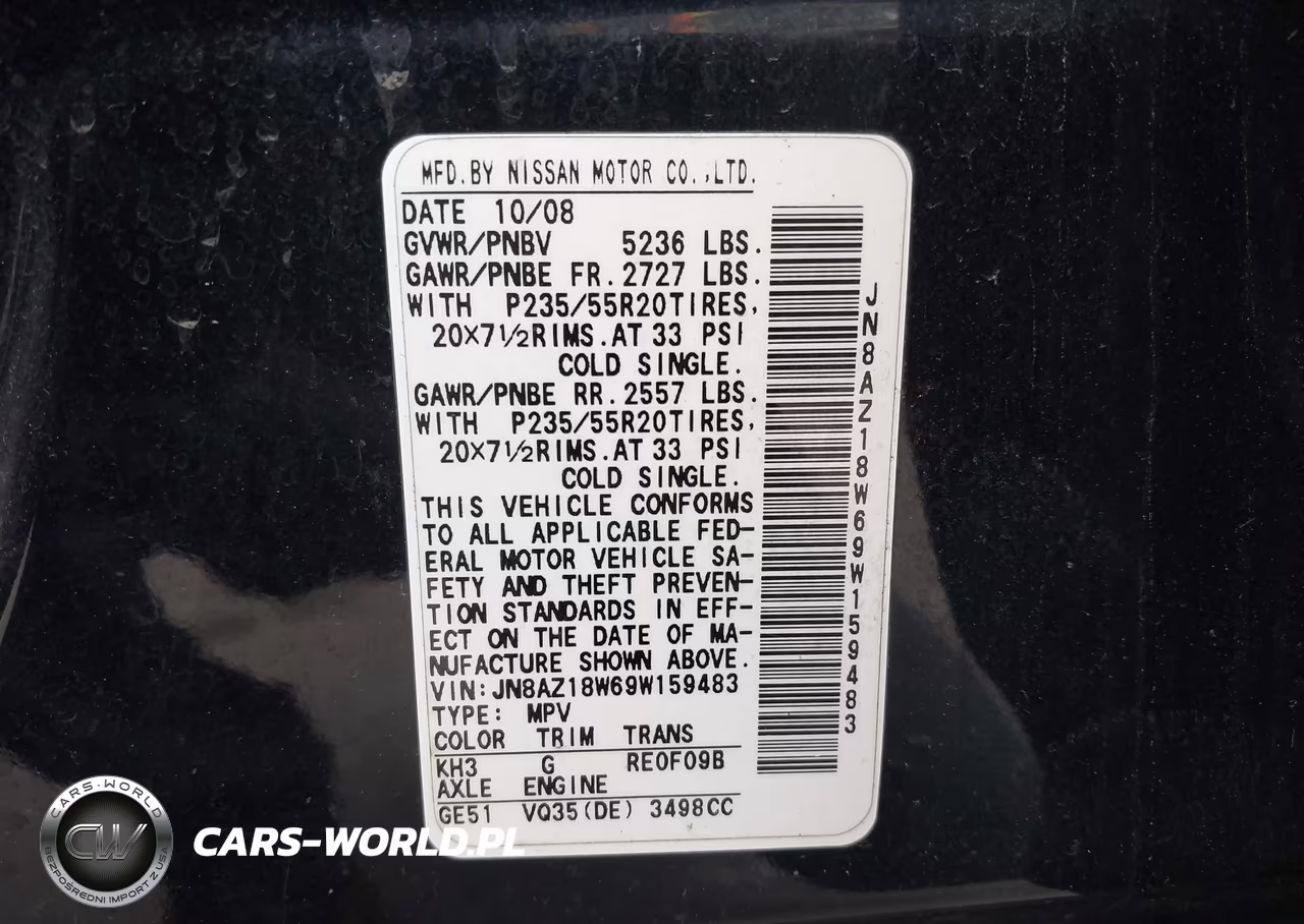 2009 Nissan Murano Le VIN:JN8AZ18W69W159483 - 9