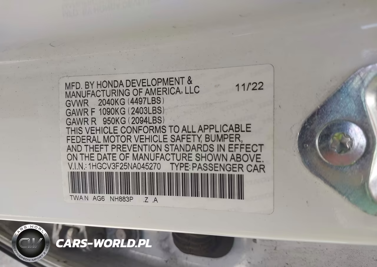2022 Honda Accord Hybrid Sport VIN:1HGCV3F25NA045270 - 9