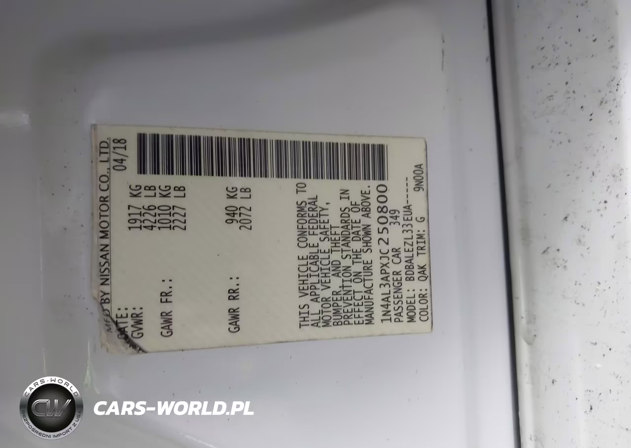2018 Nissan Altima 2.5 S VIN:1N4AL3APXJC250800 - 9