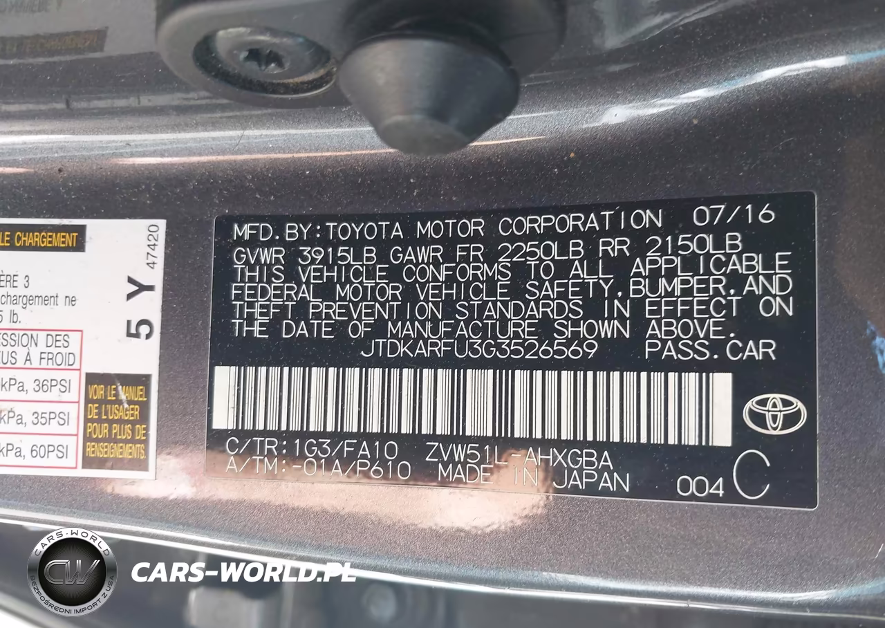 2016 Toyota Prius Three VIN:JTDKARFU3G3526569 - 9