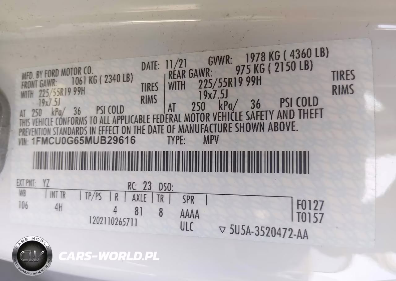 2021 Ford Escape Se VIN:1FMCU0G65MUB29616 - 9