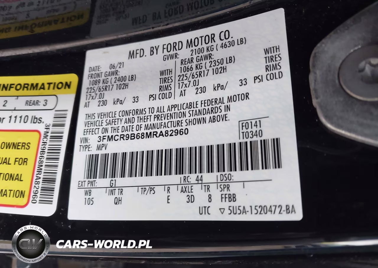 2021 Ford Bronco Sport Big Bend VIN:3FMCR9B68MRA82960 - 9