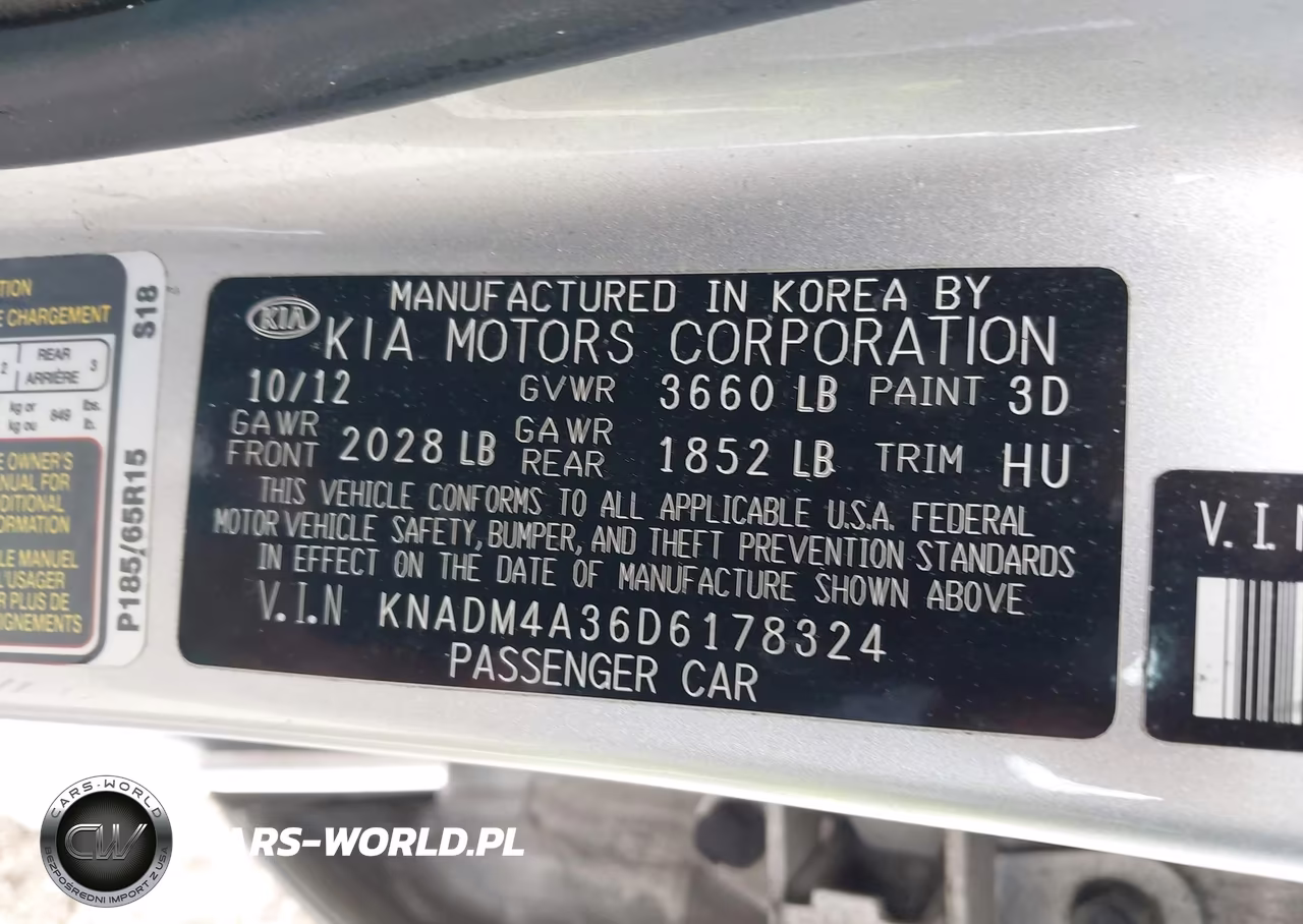 2013 Kia Rio Lx VIN:KNADM4A36D6178324 - 9