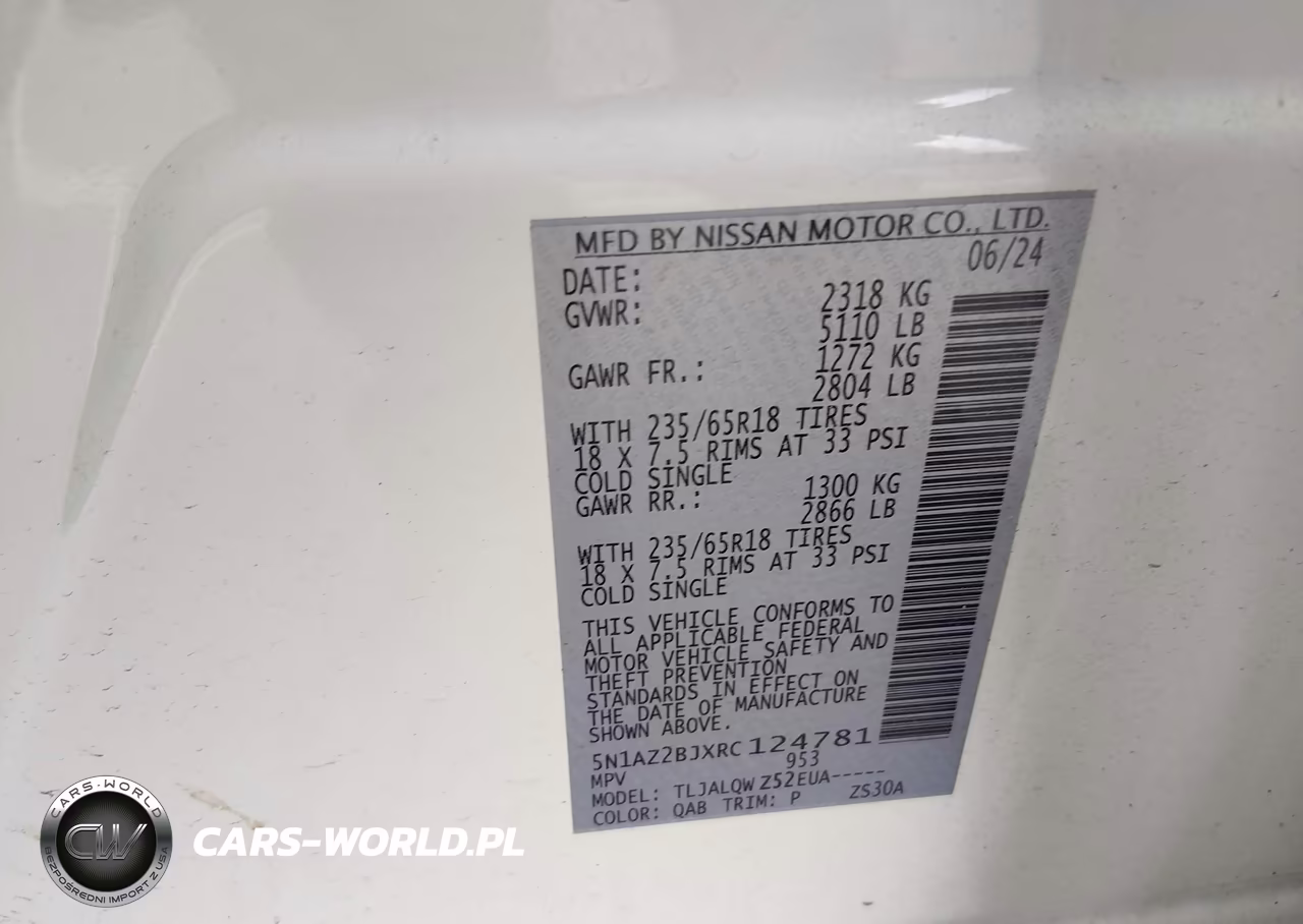 2024 Nissan Murano Sv Fwd VIN:5N1AZ2BJXRC124781 - 9