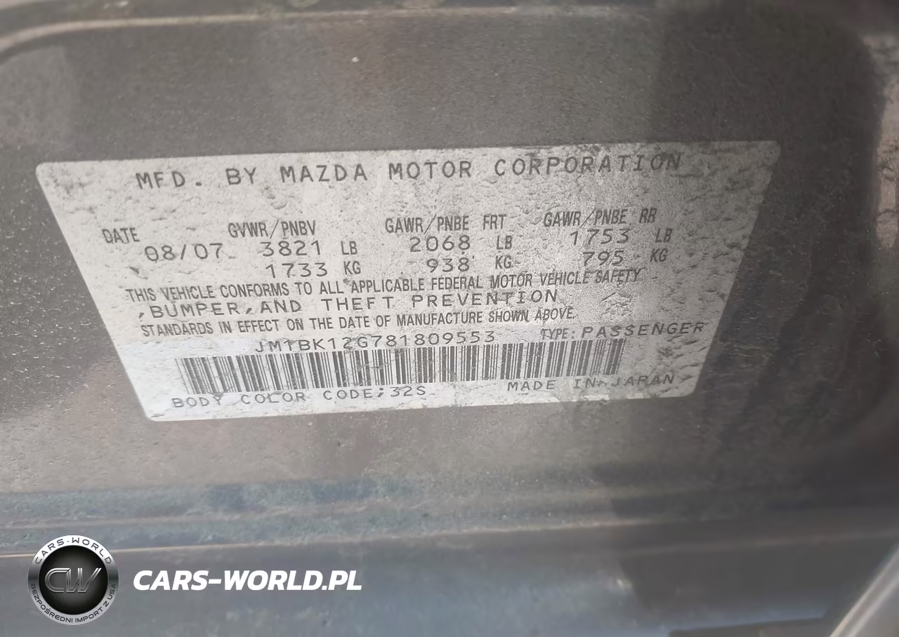2008 Mazda Mazda3 I Sport VIN:JM1BK12G781809553 - 9