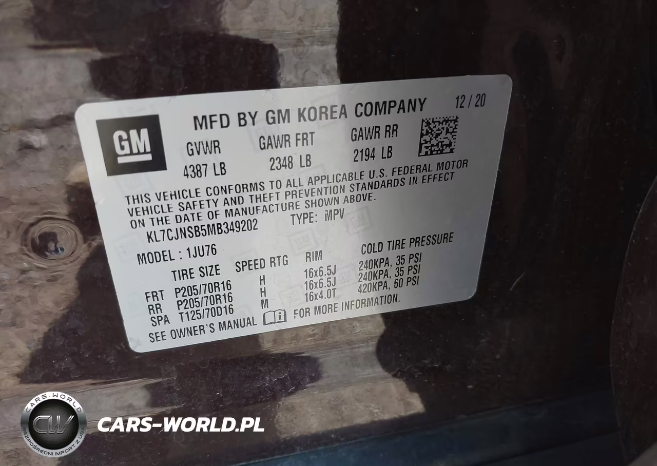2021 Chevrolet Trax Awd Ls VIN:KL7CJNSB5MB349202 - 9