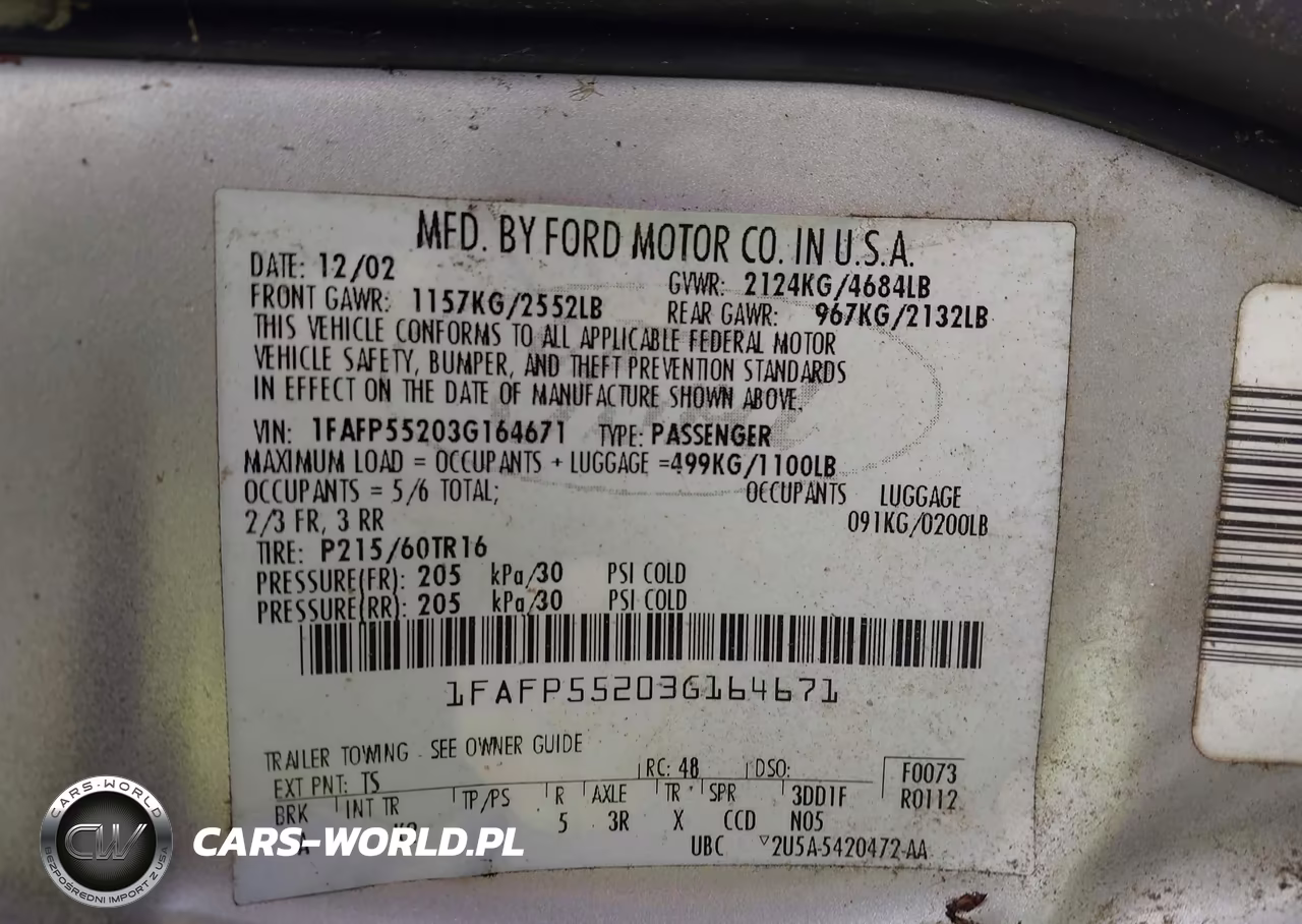 2003 Ford Taurus Ses VIN:1FAFP55203G164671 - 9