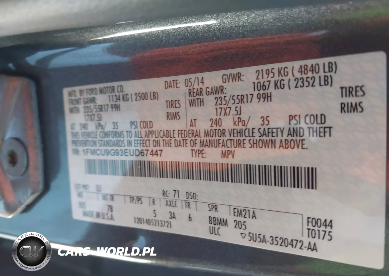 2014 Ford Escape Se VIN:1FMCU9G93EUD67447 - 9
