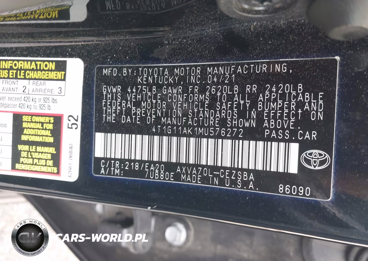 2021 Toyota Camry Se VIN:4T1G11AK1MU576272 - 9