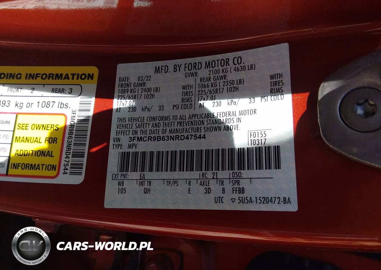 2022 Ford Bronco Sport Big Bend VIN:3FMCR9B63NRD47544 - 9