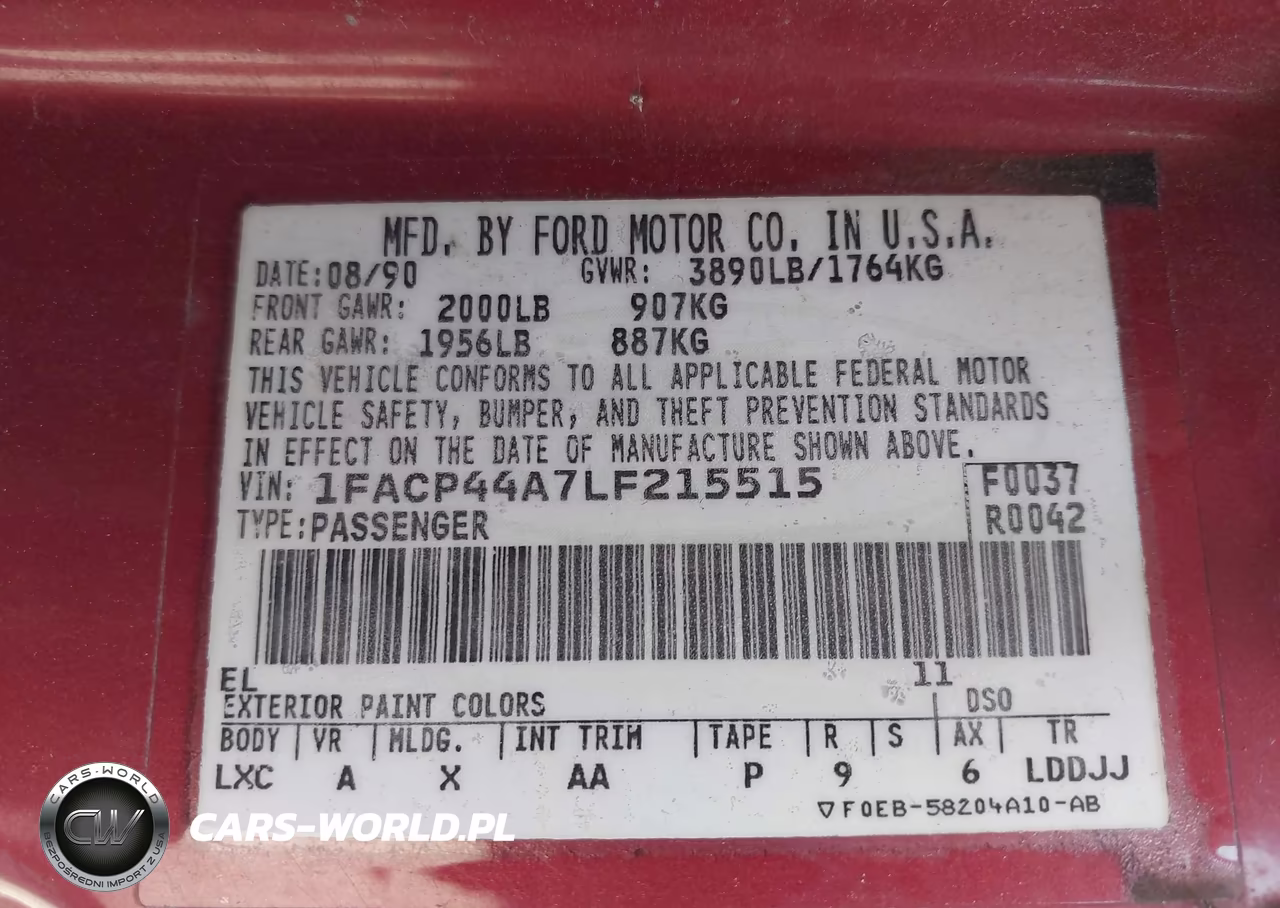 1990 Ford Mustang Lx VIN:1FACP44A7LF215515 - 9