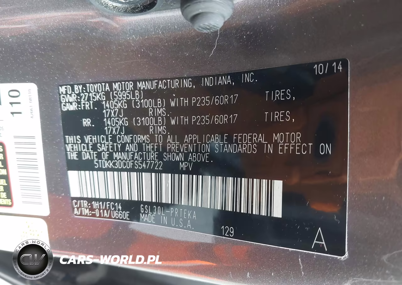 2015 Toyota Sienna Le 8 Passenger VIN:5TDKK3DC0FS547722 - 9