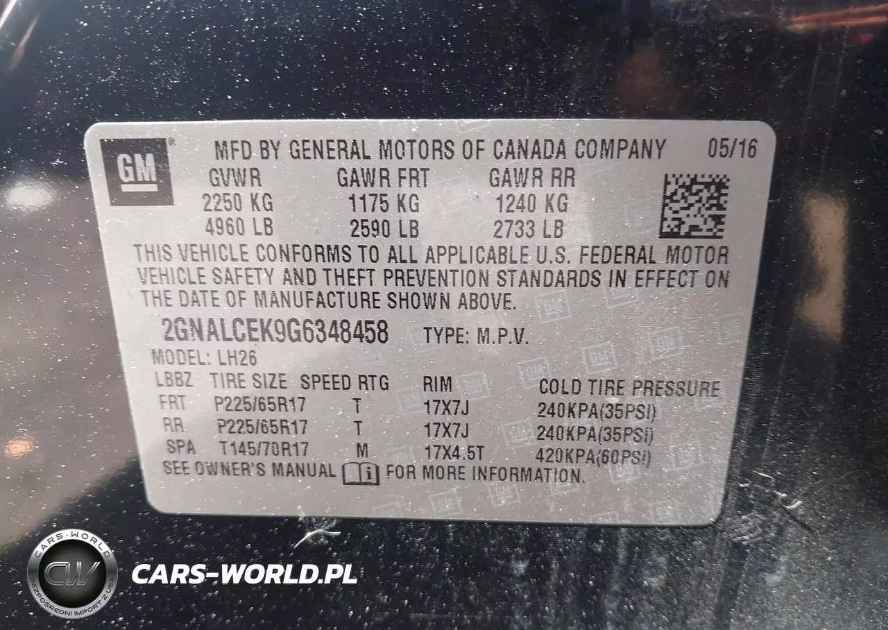 2016 Chevrolet Equinox Lt VIN:2GNALCEK9G6348458 - 9