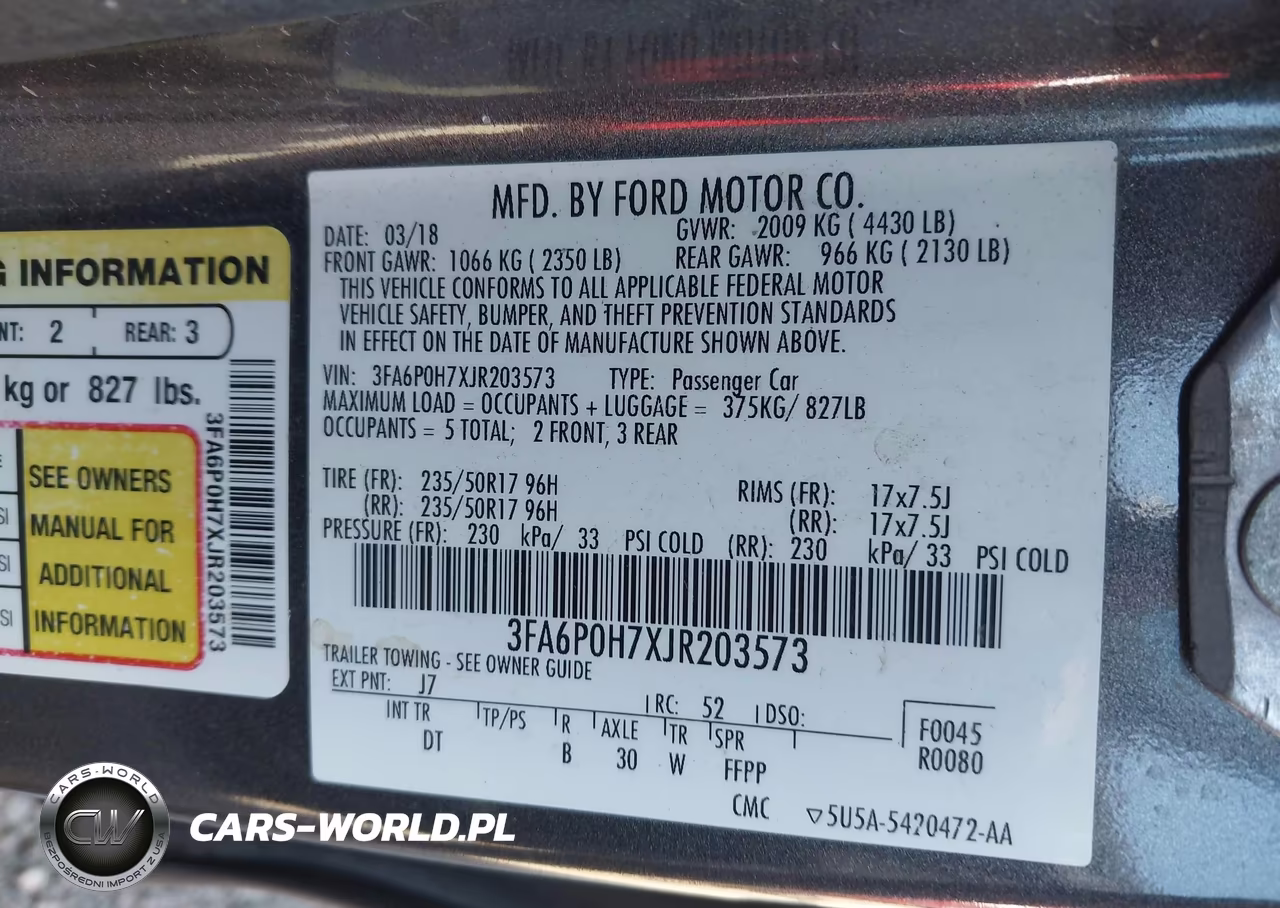 2018 Ford Fusion Se VIN:3FA6P0H7XJR203573 - 9