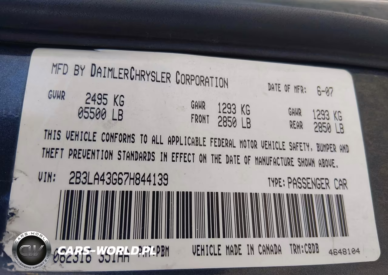 2007 Dodge Charger VIN:2B3LA43G67H844139 - 9