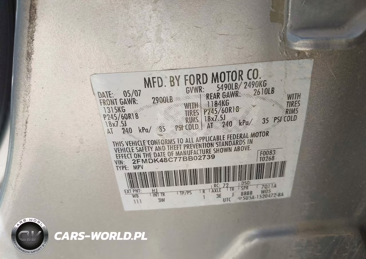 2007 Ford Edge Sel VIN:2FMDK48C77BB02739 - 9