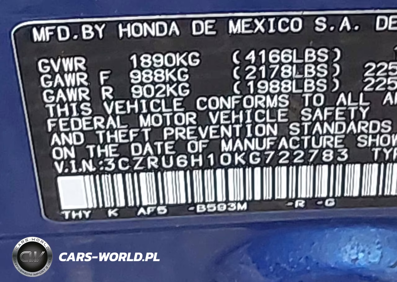 2019 Honda Hr-V Sport VIN:3CZRU6H10KG722783 - 9