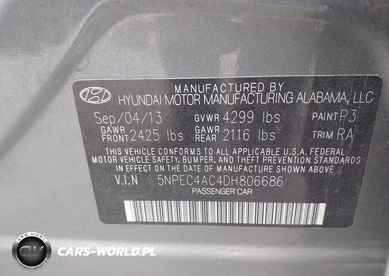 2013 Hyundai Sonata Limited VIN:5NPEC4AC4DH806686 - 9