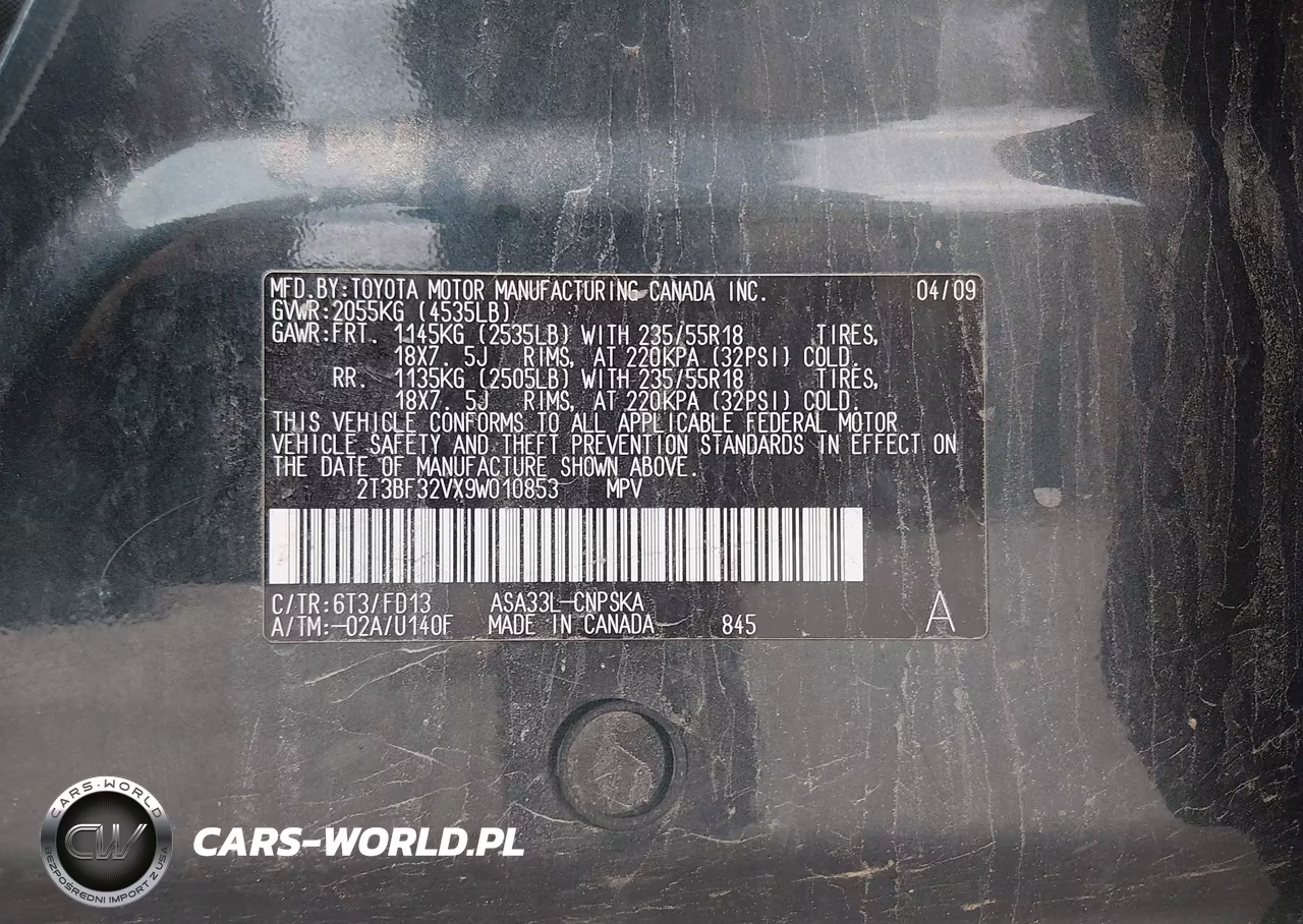 2009 Toyota Rav4 Sport VIN:2T3BF32VX9W010853 - 9