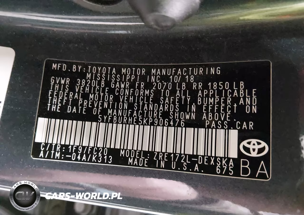 2019 Toyota Corolla Se VIN:5YFBURHE5KP906476 - 9