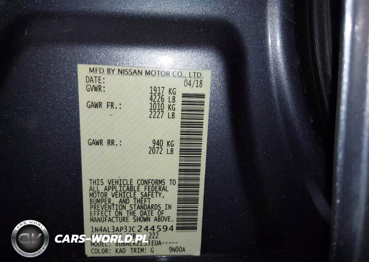 2018 Nissan Altima 2.5 Sl VIN:1N4AL3AP3JC244594 - 9