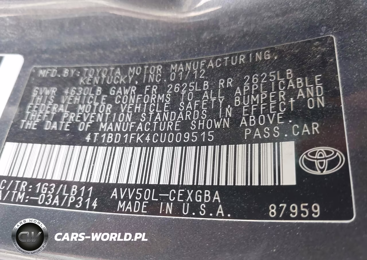 2012 Toyota Camry Hybrid Xle VIN:4T1BD1FK4CU009515 - 9