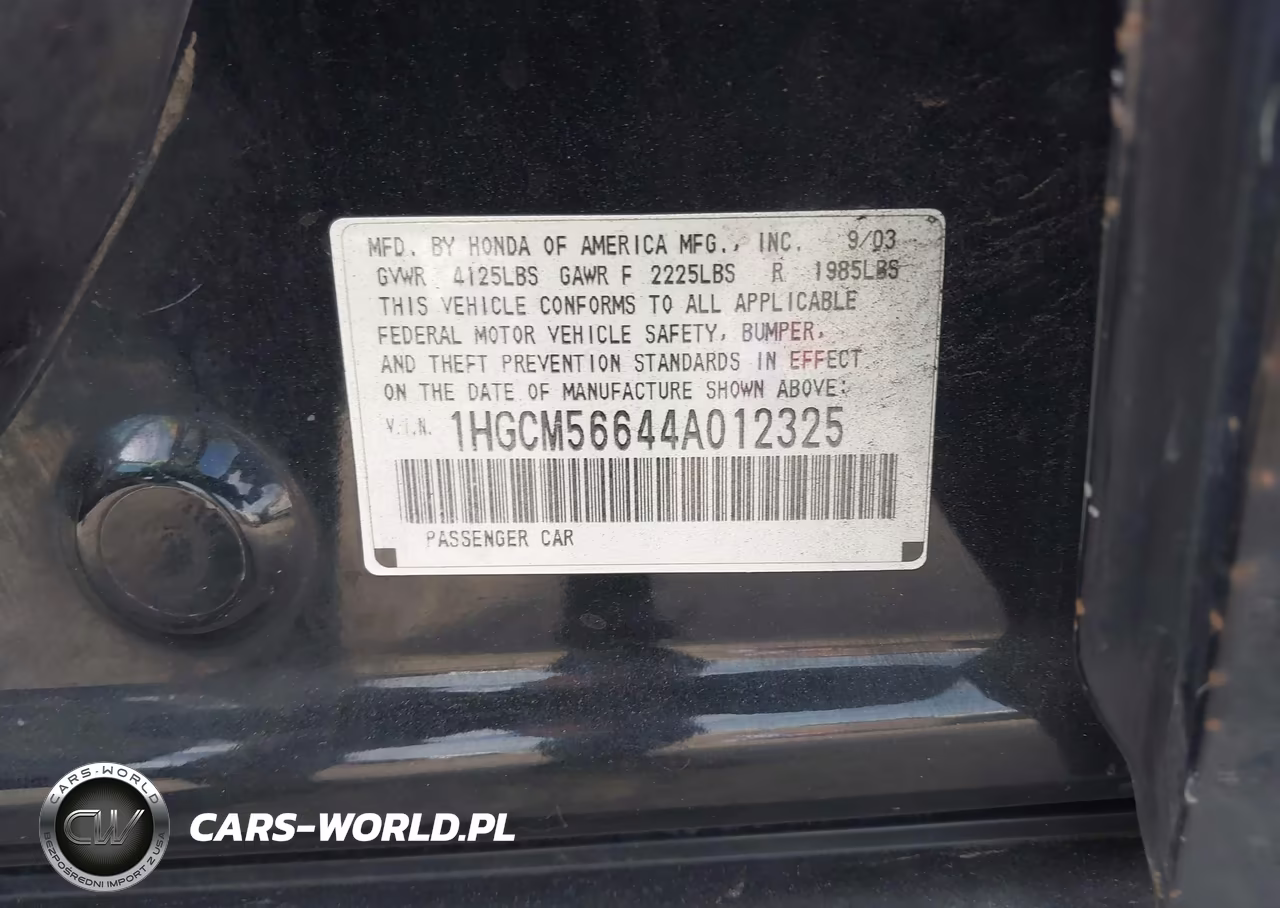 2004 Honda Accord 2.4 Ex VIN:1HGCM56644A012325 - 9