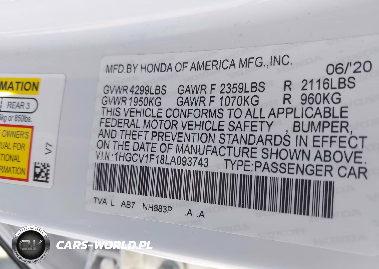 2020 Honda Accord Lx VIN:1HGCV1F18LA093743 - 9