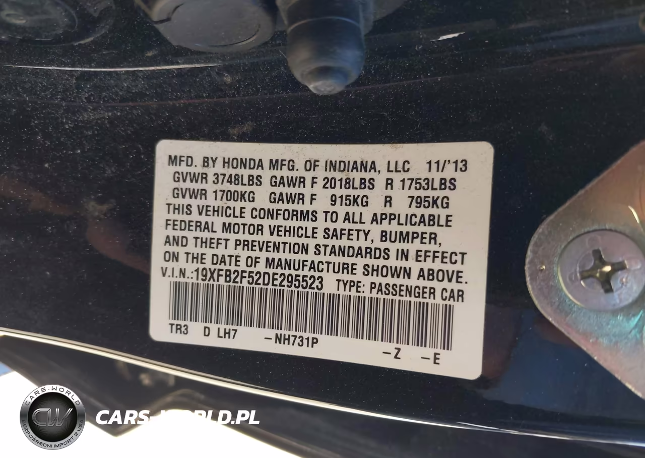 2013 Honda Civic Lx VIN:19XFB2F52DE295523 - 9
