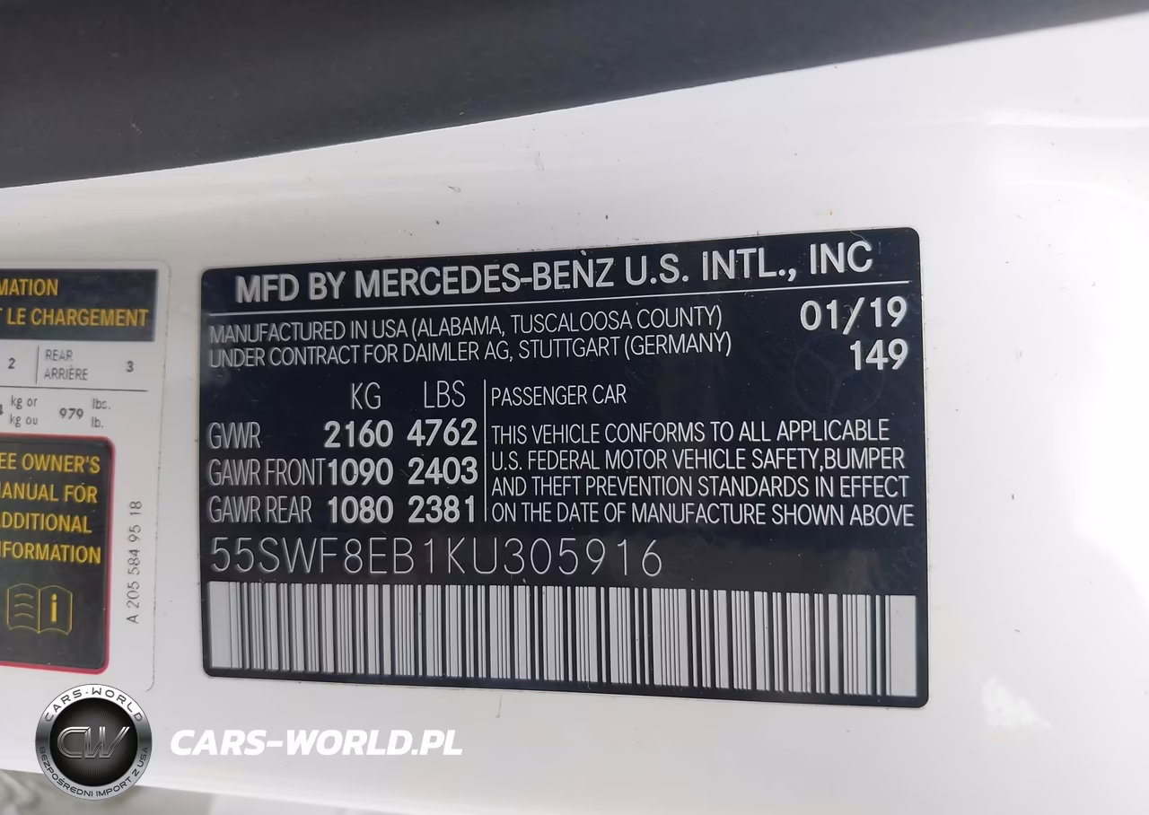 2019 Mercedes-Benz C 300 4Matic VIN:55SWF8EB1KU305916 - 9