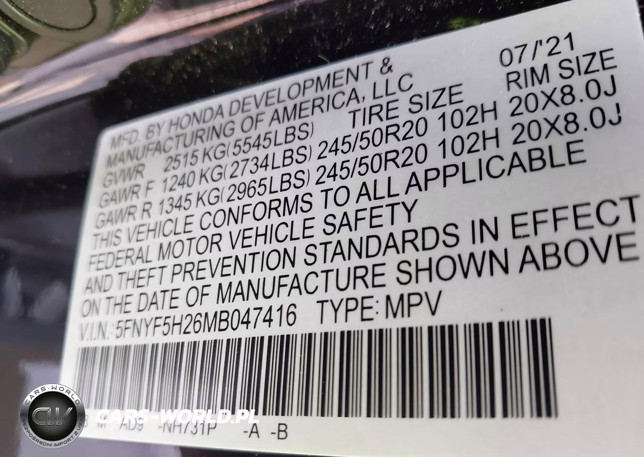 2021 Honda Pilot 2Wd Special Edition VIN:5FNYF5H26MB047416 - 9