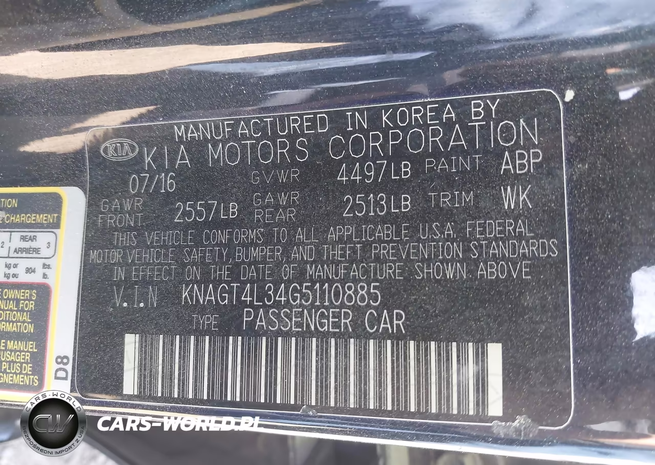 2016 Kia Optima Lx VIN:KNAGT4L34G5110885 - 9
