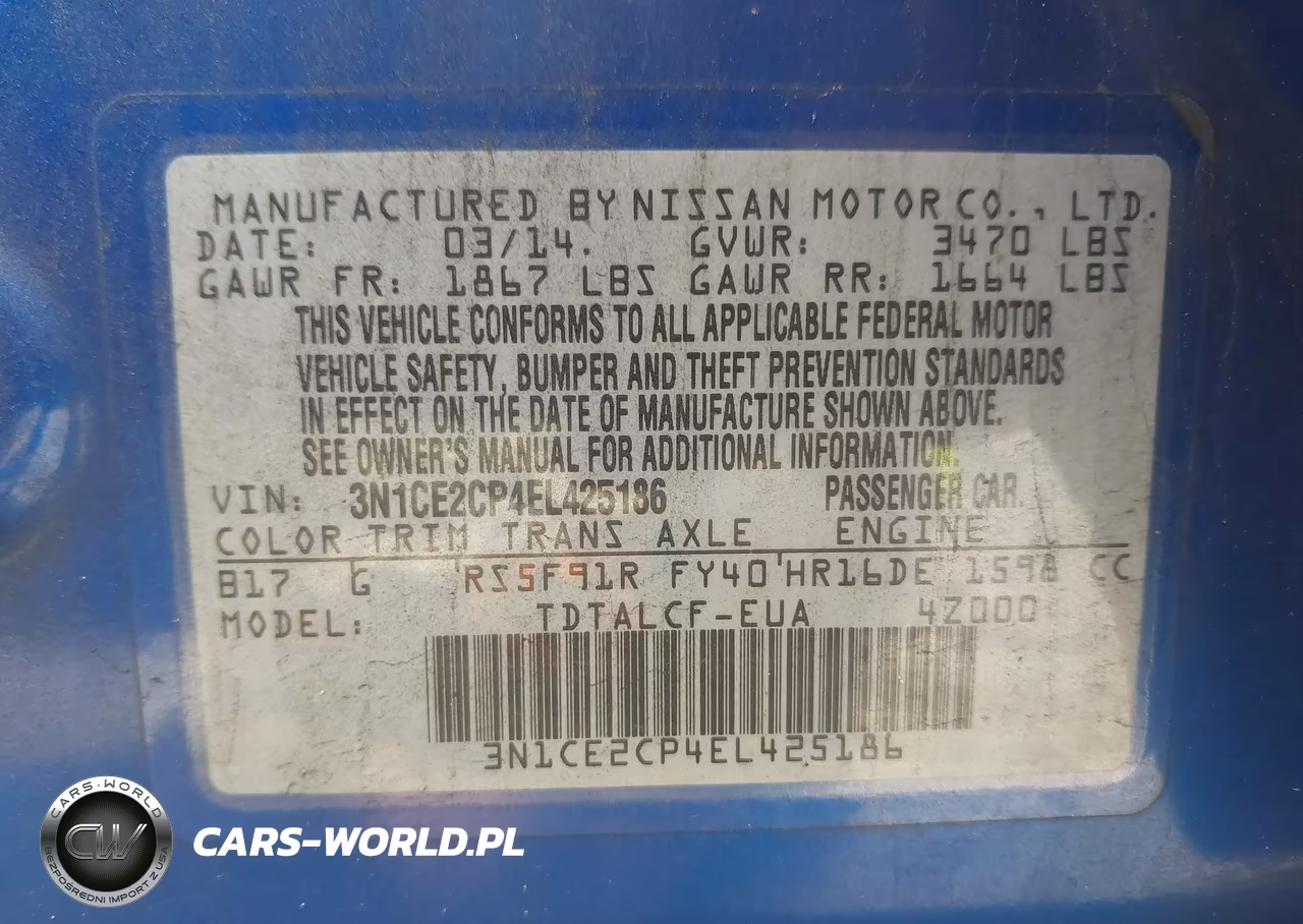 2014 Nissan Versa Note S (Sr) VIN:3N1CE2CP4EL425186 - 9