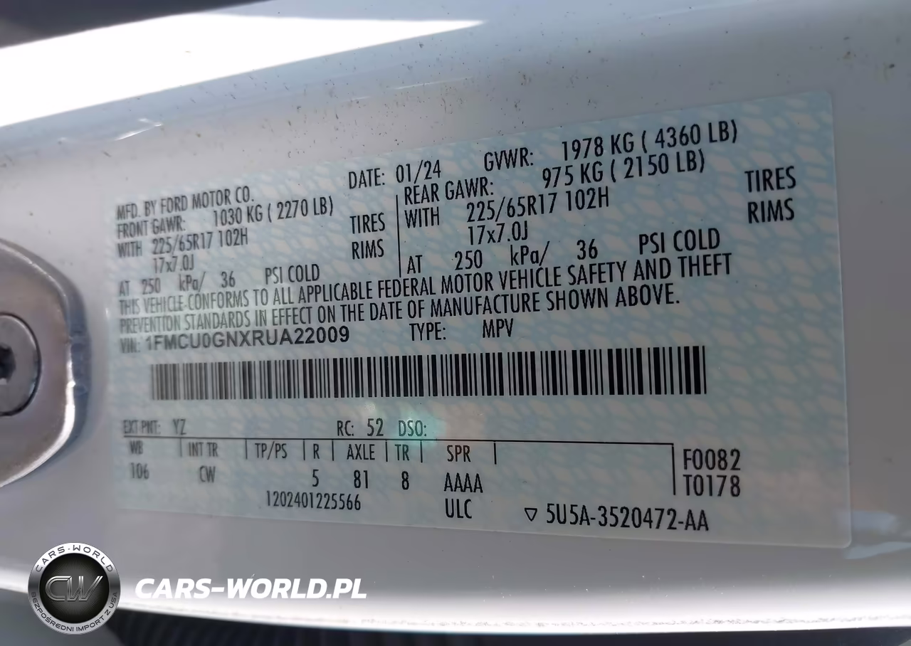 2024 Ford Escape Active VIN:1FMCU0GNXRUA22009 - 9