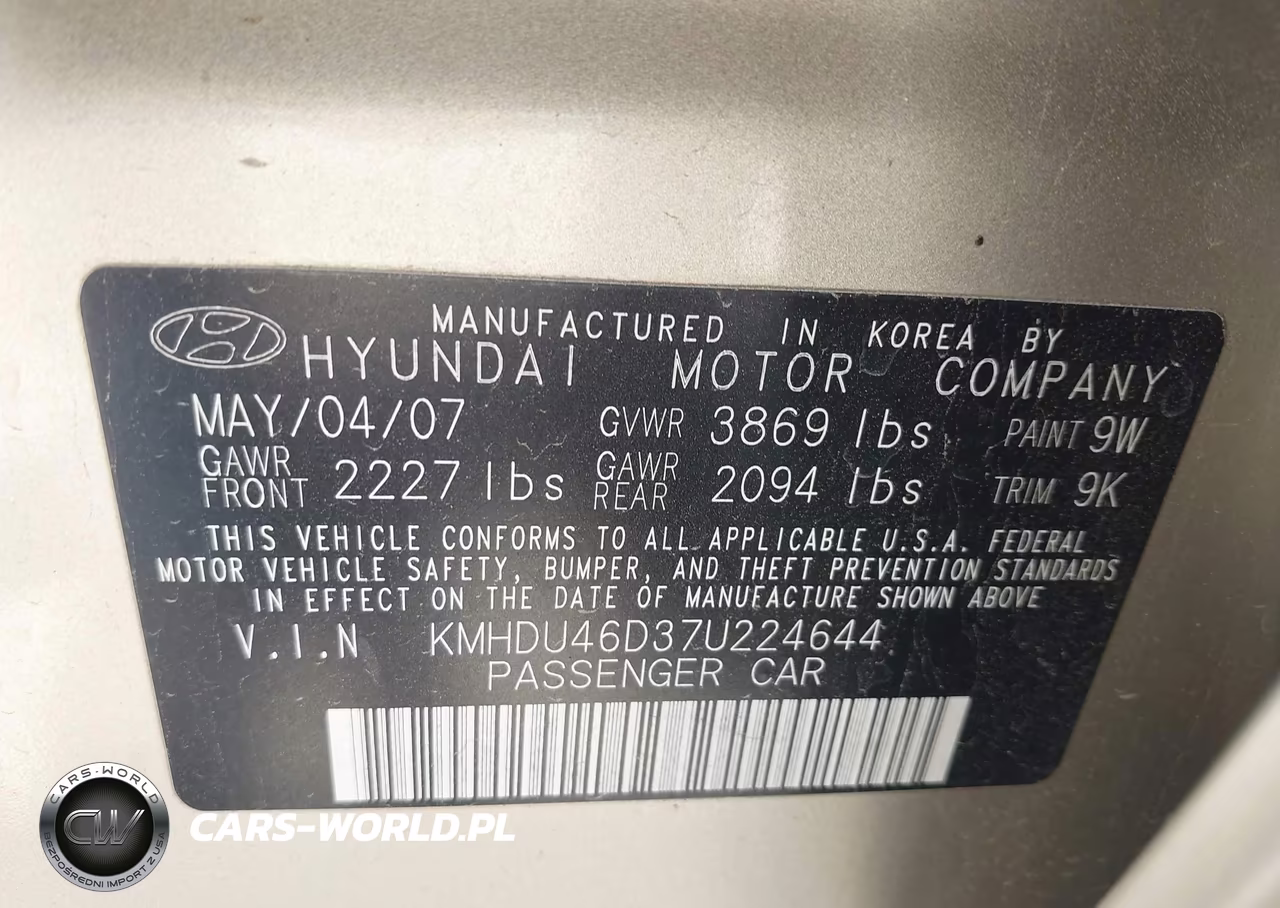 2007 Hyundai Elantra Gls-Limited-Se VIN:KMHDU46D37U224644 - 9