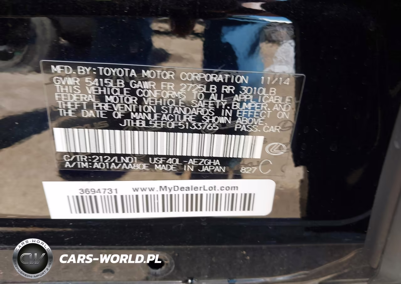 2015 Lexus Ls 460 VIN:JTHBL5EF0F5133765 - 9